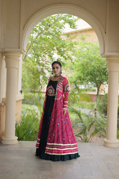 Rayon Bandhani kutchi Lehenga Shrug Set | Tulip Designer