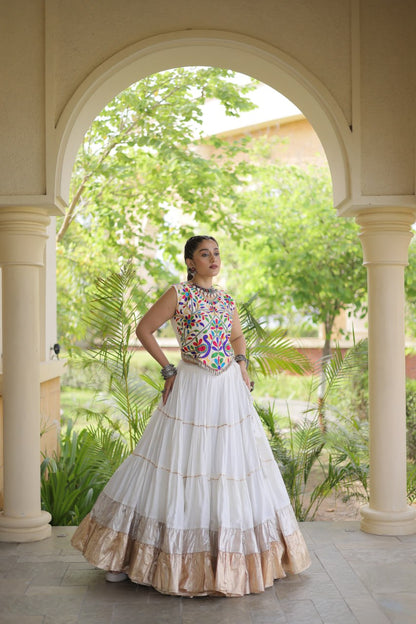 Royal Rayon Kutchi Embroidered Navratri Frill Lehenga Choli 