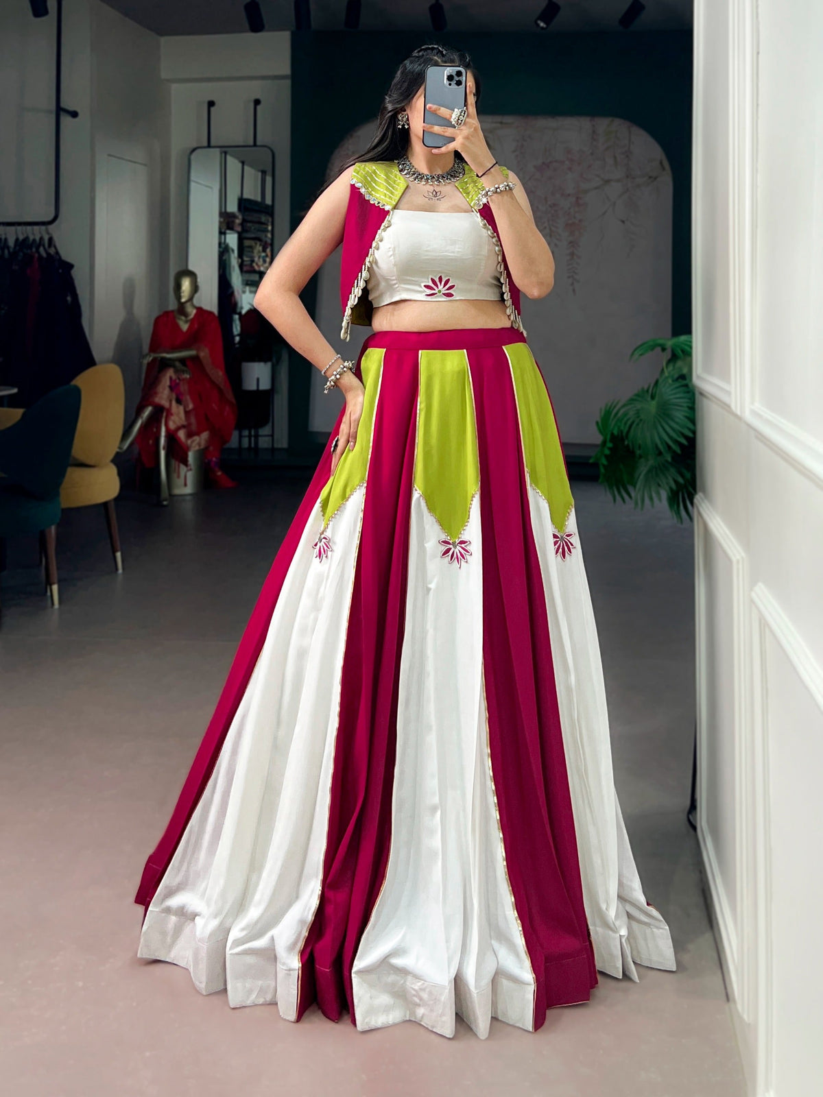 Vibrant Rayon Gota Patti Lehenga for Garba Celebrations