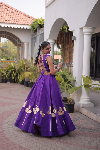 Dandiya Night Roman Silk Pan Patti Gota Lehenga Choli