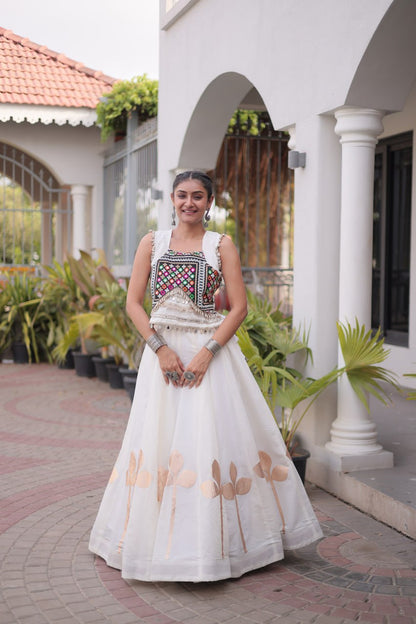 Dandiya Night Roman Silk Pan Patti Gota Lehenga Choli