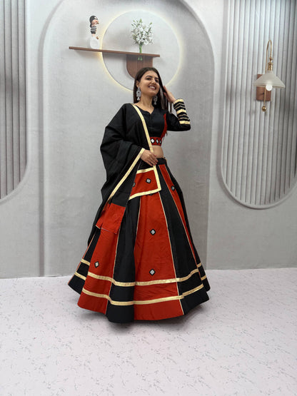 Garba Special Roman Silk Mirror Lehenga Set | Tulip Designer 