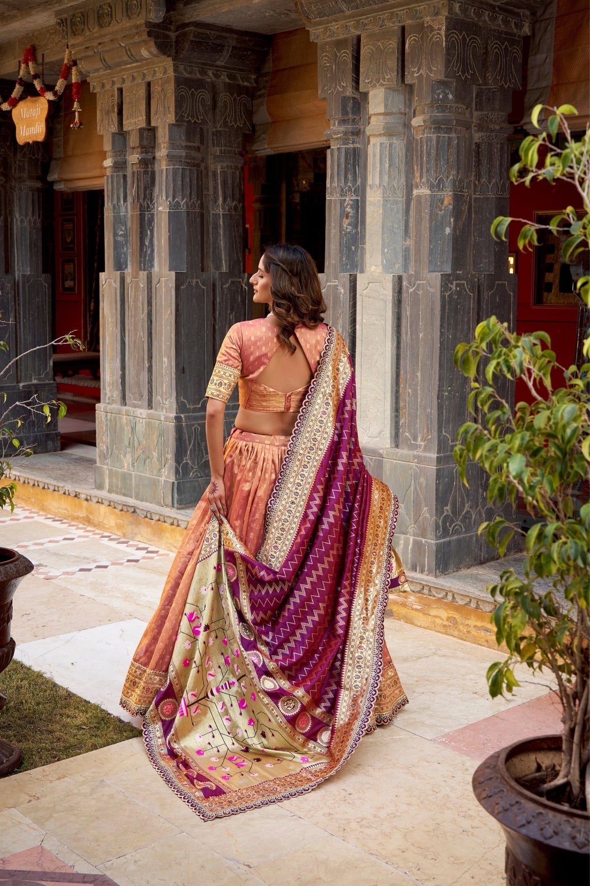Designer Shimmer Organza Lehenga Set With Intricate Zari Weaving