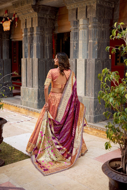 Designer Shimmer Organza Lehenga Set With Intricate Zari Weaving