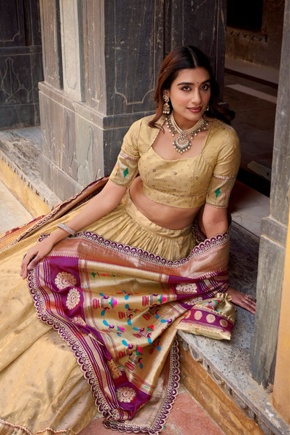 Designer Shimmer Organza Lehenga Set With Intricate Zari Weaving