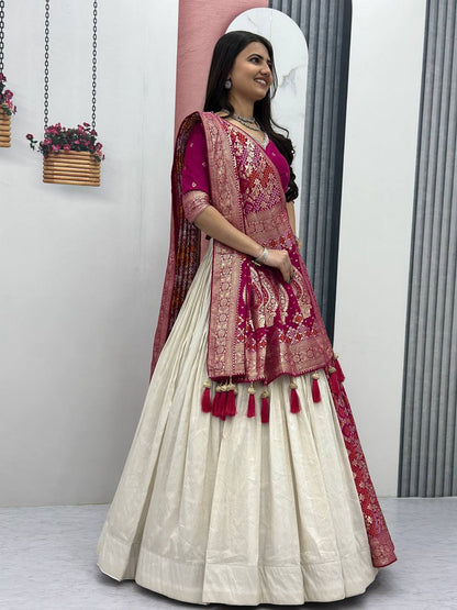 Luxury Pure Simar Silk Lehenga Choli with Flowing Long Dupatta