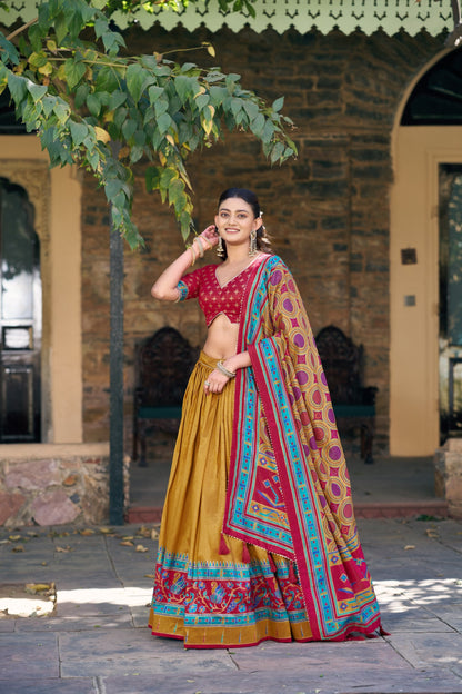 Traditional Tasar Silk Printed Lehenga Set for Special Occasions 