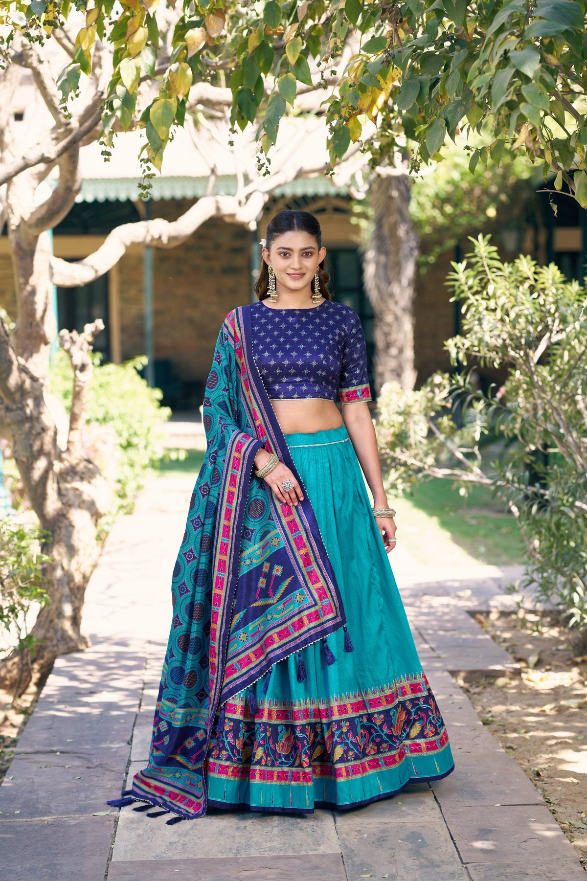 Traditional Tasar Silk Printed Lehenga Set for Special Occasions 