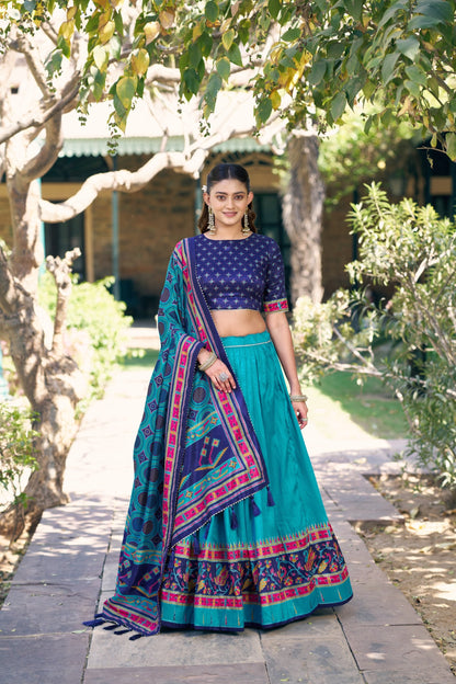 Traditional Tasar Silk Printed Lehenga Set for Special Occasions 