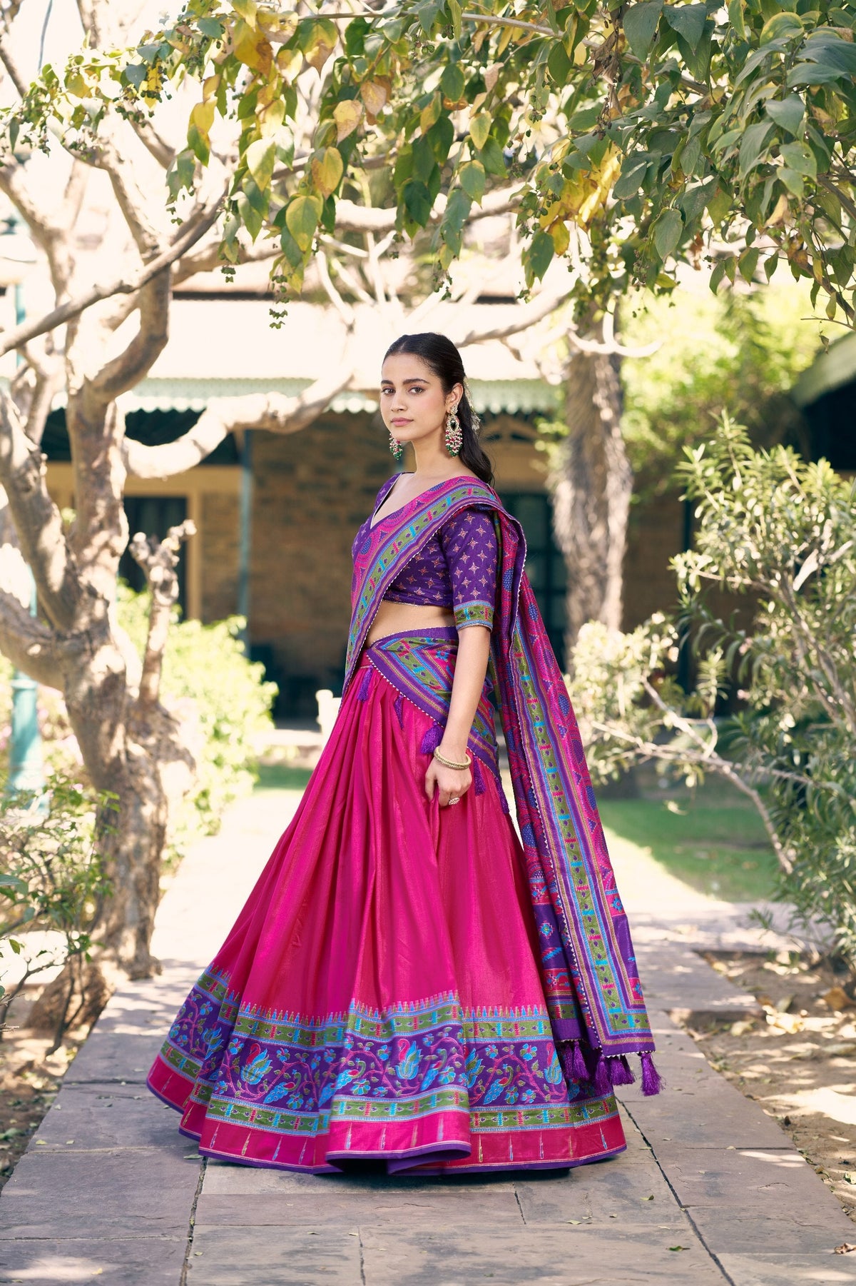 Traditional Tasar Silk Printed Lehenga Set for Special Occasions