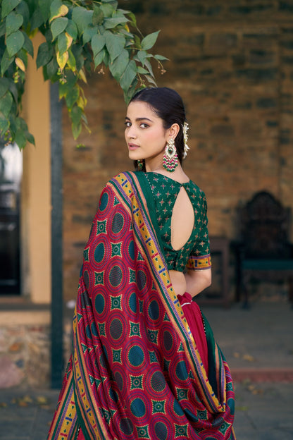 Traditional Tasar Silk Printed Lehenga Set for Special Occasions