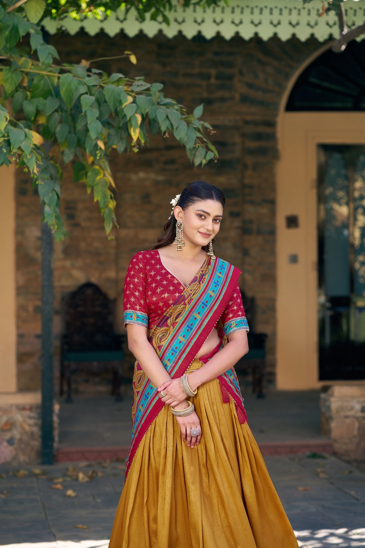 Traditional Tasar Silk Printed Lehenga Set for Special Occasions