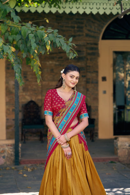 Traditional Tasar Silk Printed Lehenga Set for Special Occasions