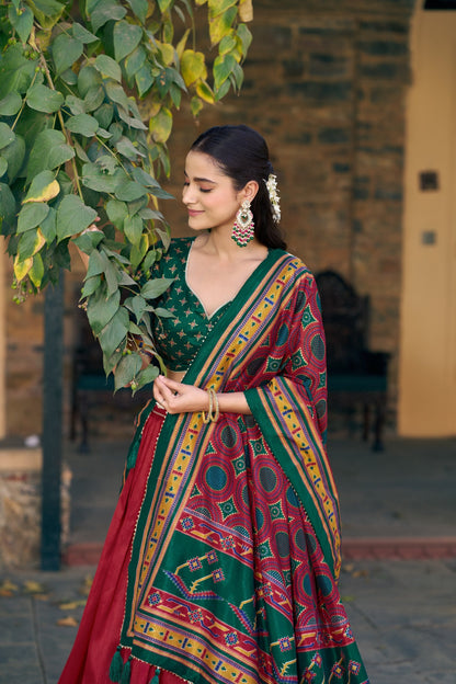 Traditional Tasar Silk Printed Lehenga Set for Special Occasions