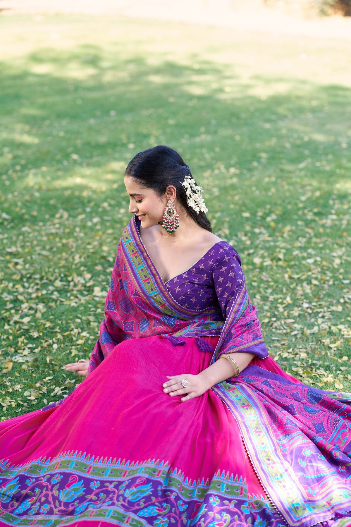 Traditional Tasar Silk Printed Lehenga Set for Special Occasions