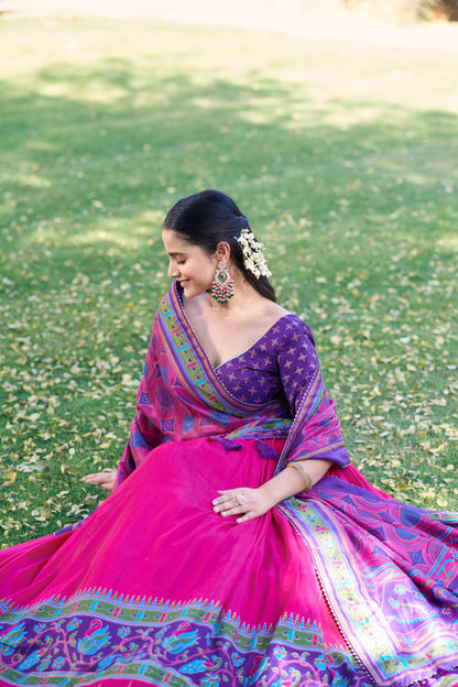 Traditional Tasar Silk Printed Lehenga Set for Special Occasions