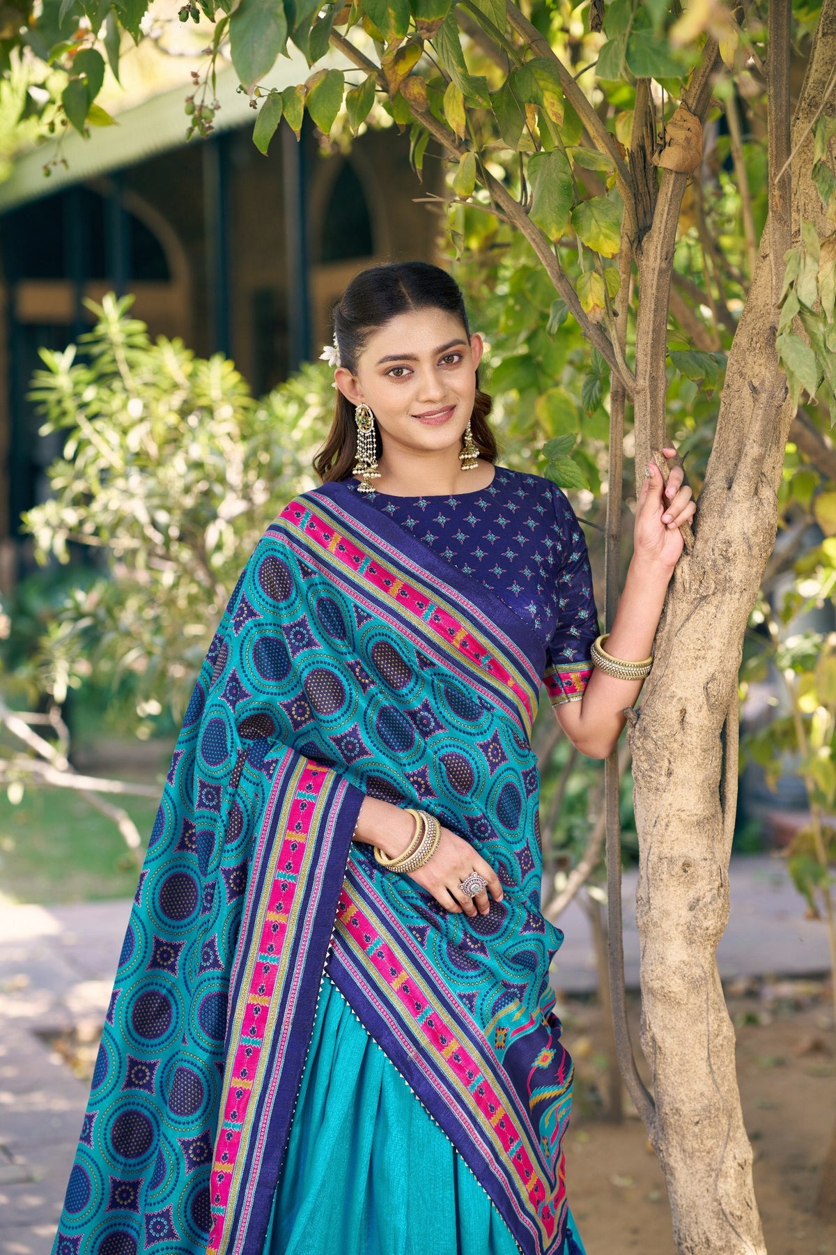 Traditional Tasar Silk Printed Lehenga Set for Special Occasions