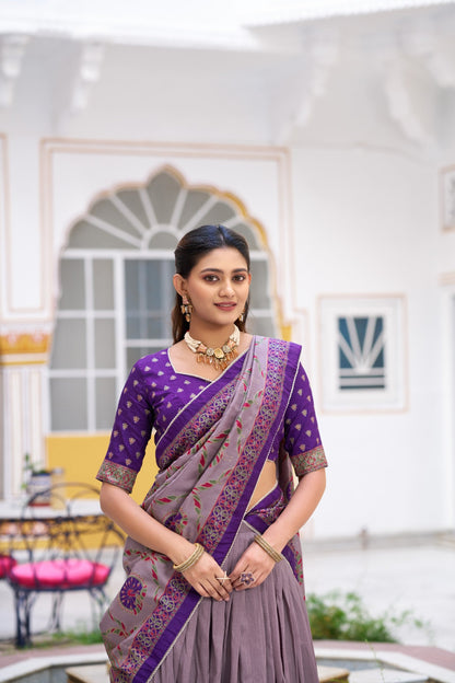 Royal Wedding Wear Tasar Silk  Printed Lehenga Choli Set
