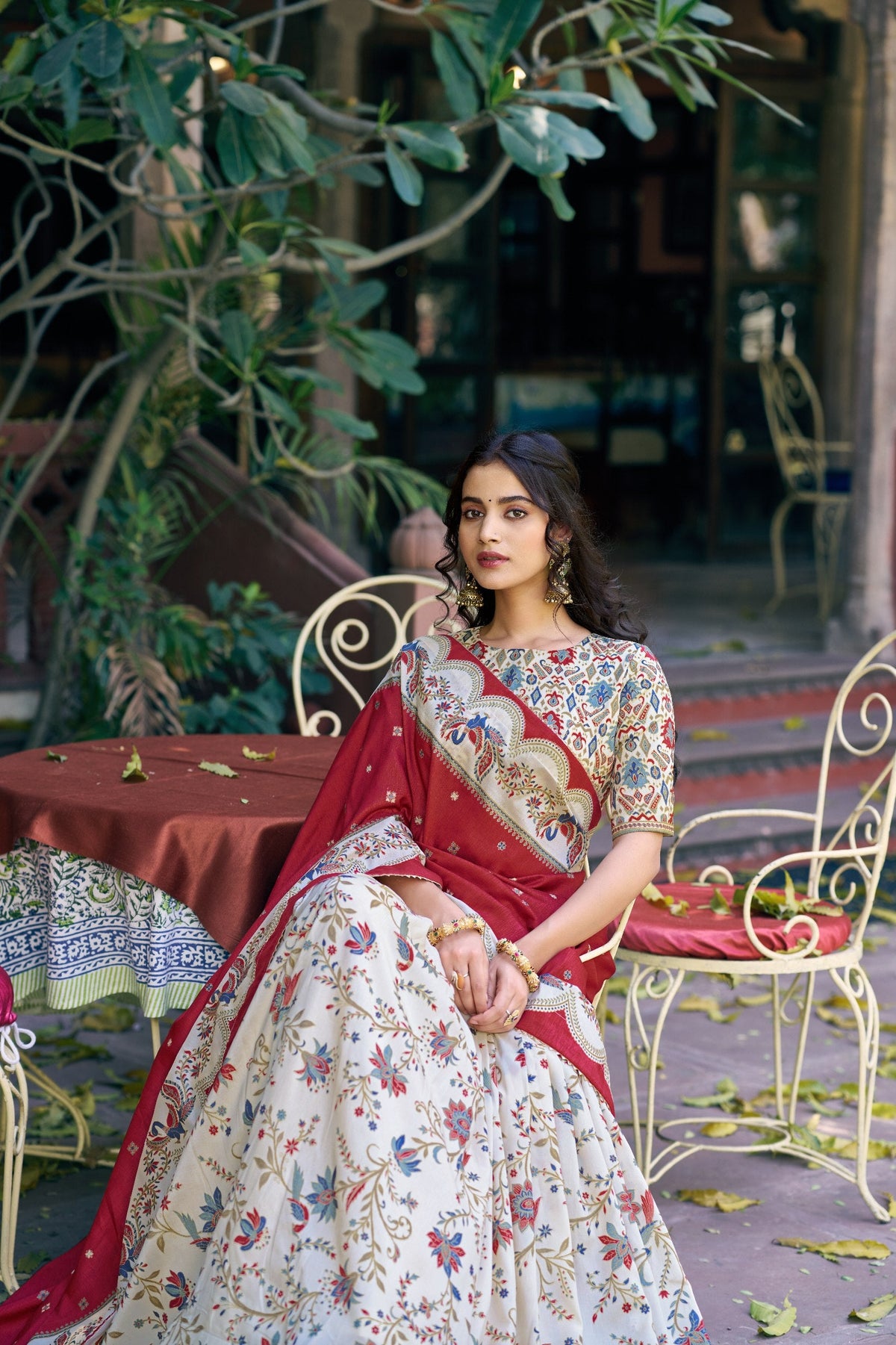 Designer Festive Tasar Silk Foil Printed Lehenga Choli Set For Women