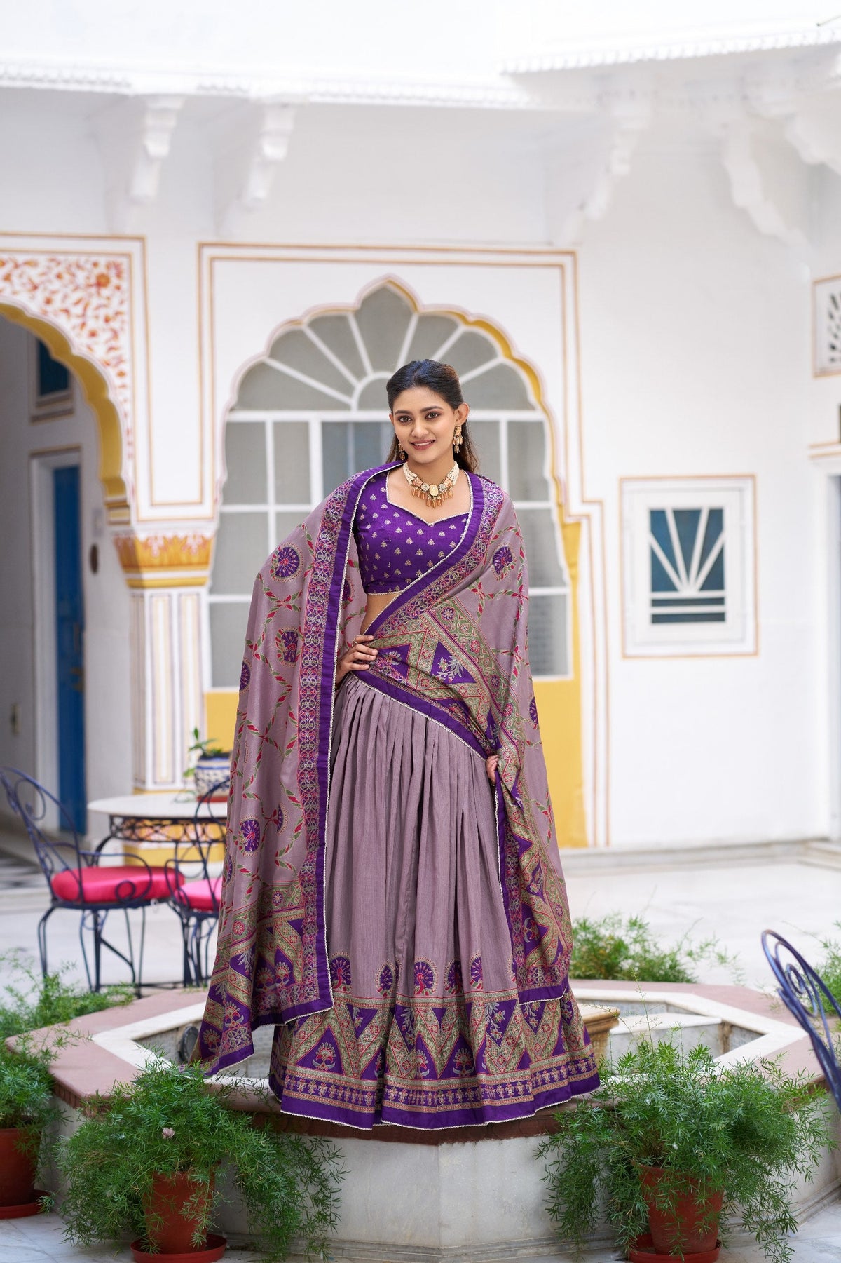 Royal Wedding Wear Tasar Silk  Printed Lehenga Choli Set 