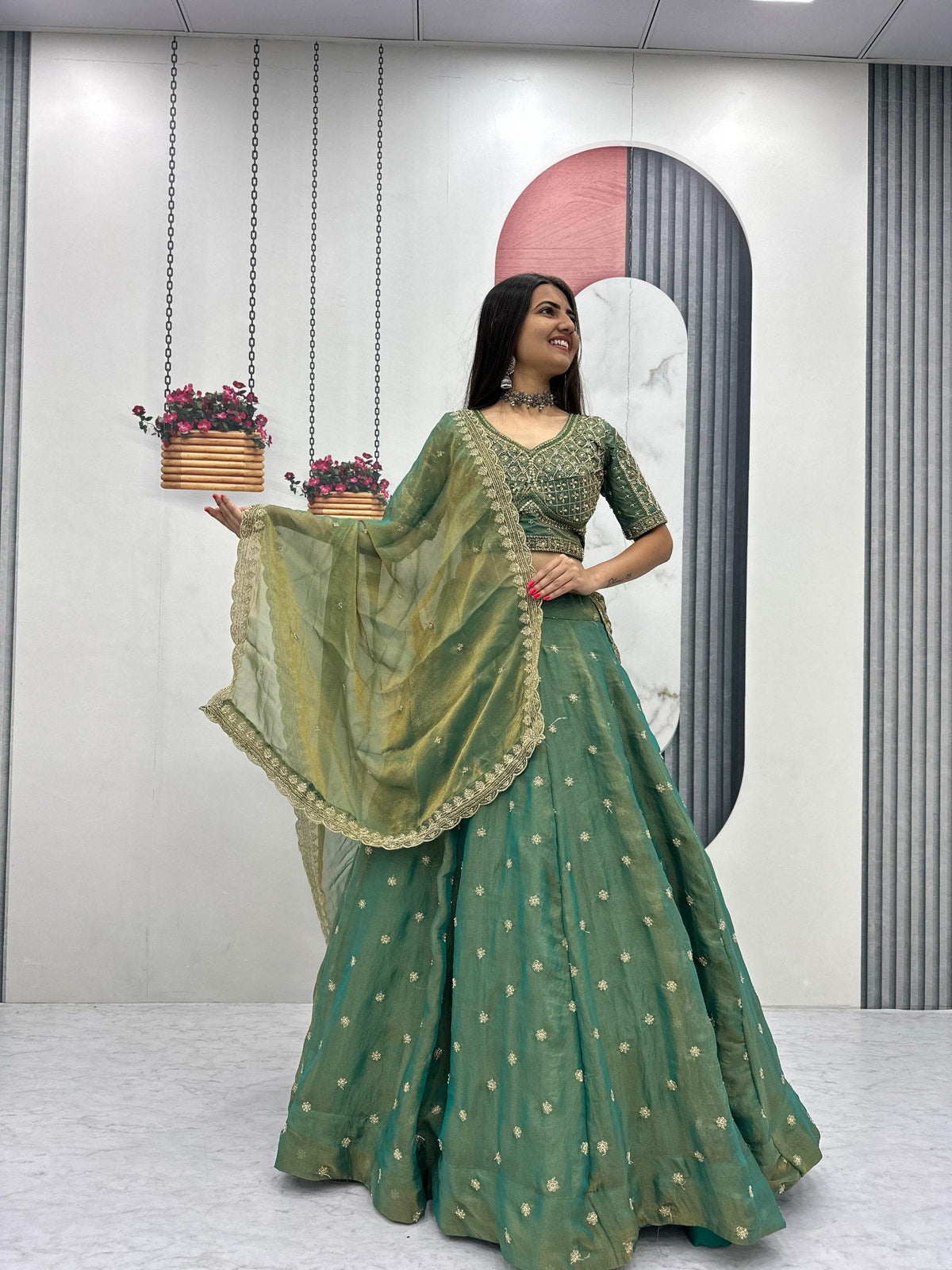 Elegant Mosh Thread Sequence Work Lehenga Choli Set for Women 