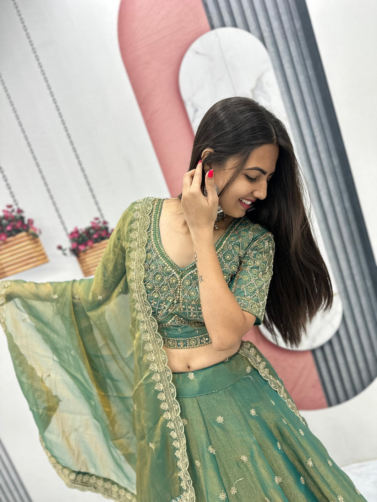Elegant Mosh Thread Sequence Work Lehenga Choli Set for Women