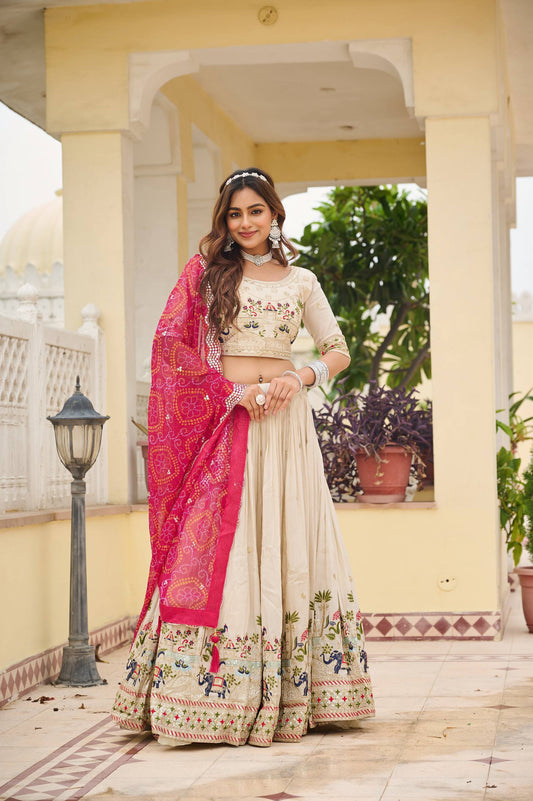 Premium Pure Tissue Silk Festival Lehenga Choli Set With Dupatta
