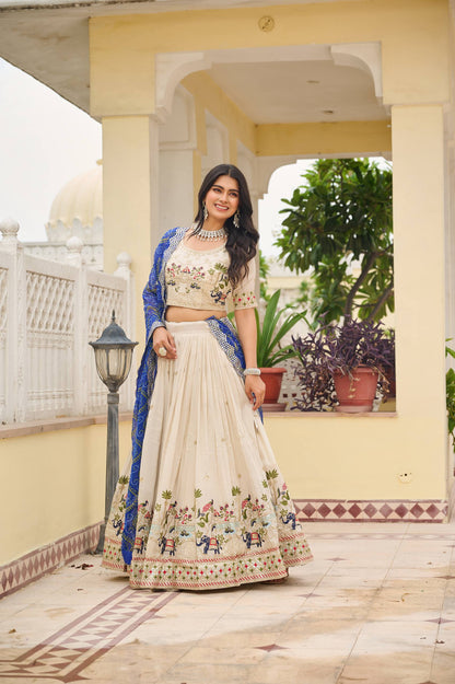 Premium  Pure Tissue Silk Festival Lehenga Choli Set With Dupatta
