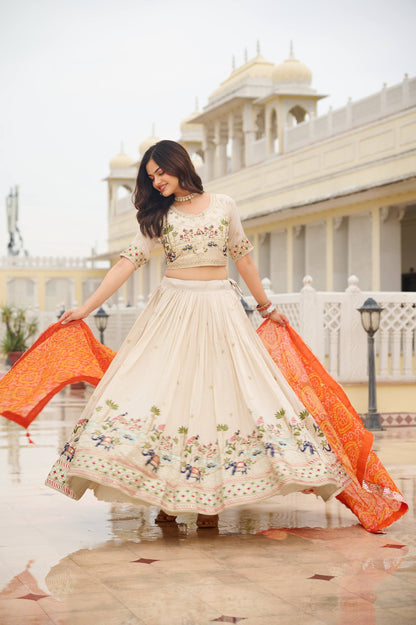 Premium  Pure Tissue Silk Festival Lehenga Choli Set With Dupatta