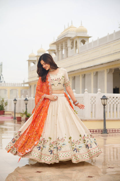 Premium Pure Tissue Silk Festival Lehenga Choli Set With Dupatta