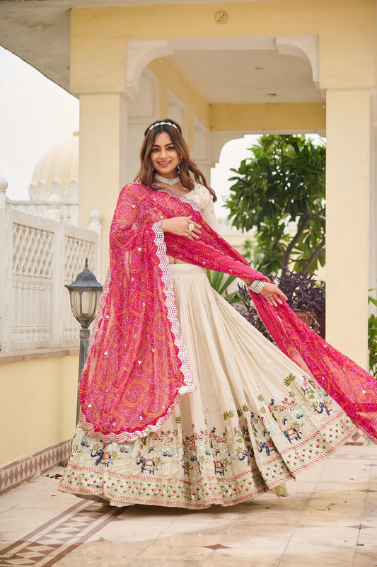 Premium  Pure Tissue Silk Festival Lehenga Choli Set With Dupatta