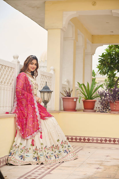 Premium  Pure Tissue Silk Festival Lehenga Choli Set With Dupatta