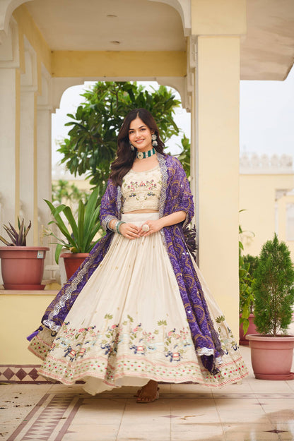 Premium  Pure Tissue Silk Festival Lehenga Choli Set With Dupatta