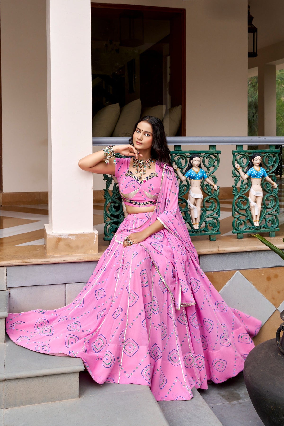 Traditional Bandhej Print Lehenga Set | Tulip Designer