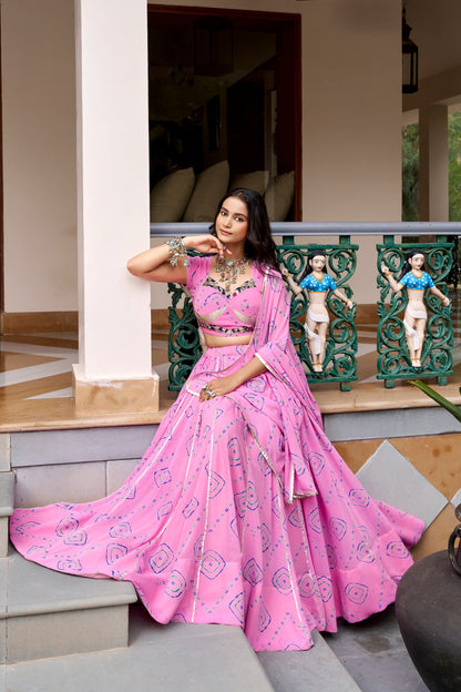 Traditional Bandhej Print Lehenga Set | Tulip Designer