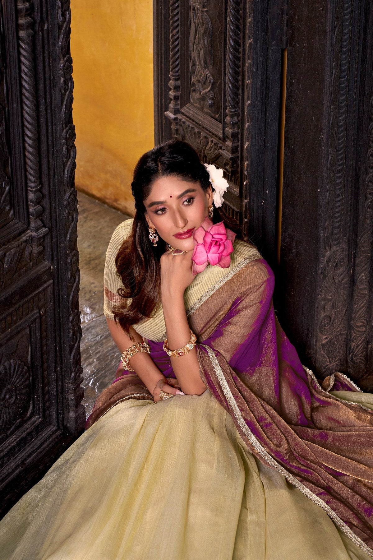 Traditional Dupion Silk Zari Woven Lehenga Set for Women