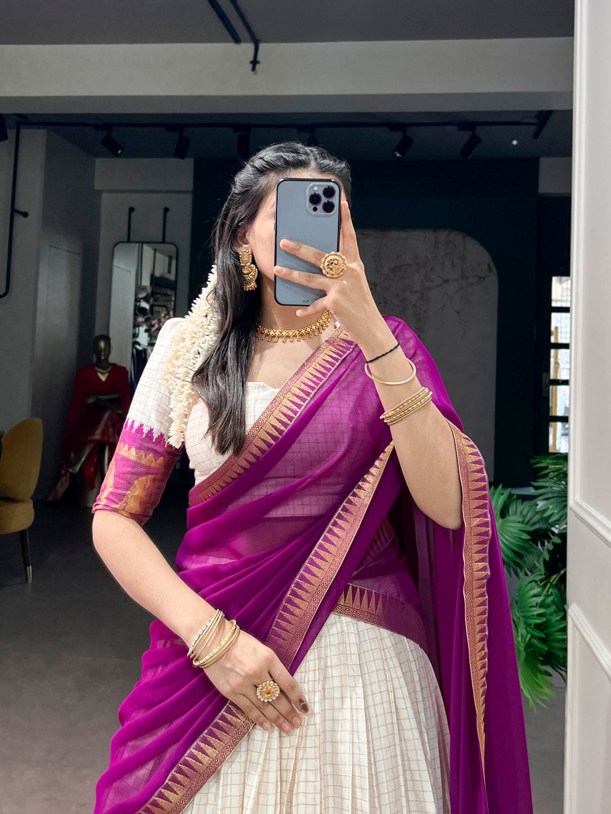 Traditional Poly Cotton Zari Woven Lehenga Set for Special Occasions