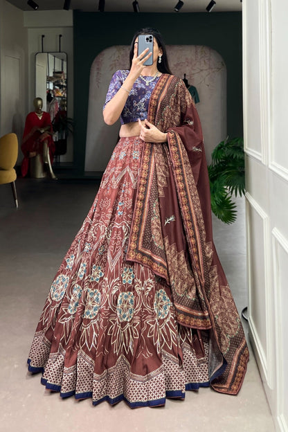 Vaishali Silk Printed With Beads Work & Gotta Patti Lace Designer Lehenga Set
