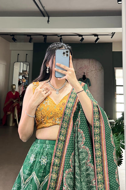 Vaishali Silk Printed With Beads Work & Gotta Patti Lace Designer Lehenga Set