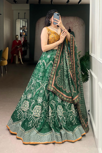 Vaishali Silk Printed With Beads Work & Gotta Patti Lace Designer Lehenga Set