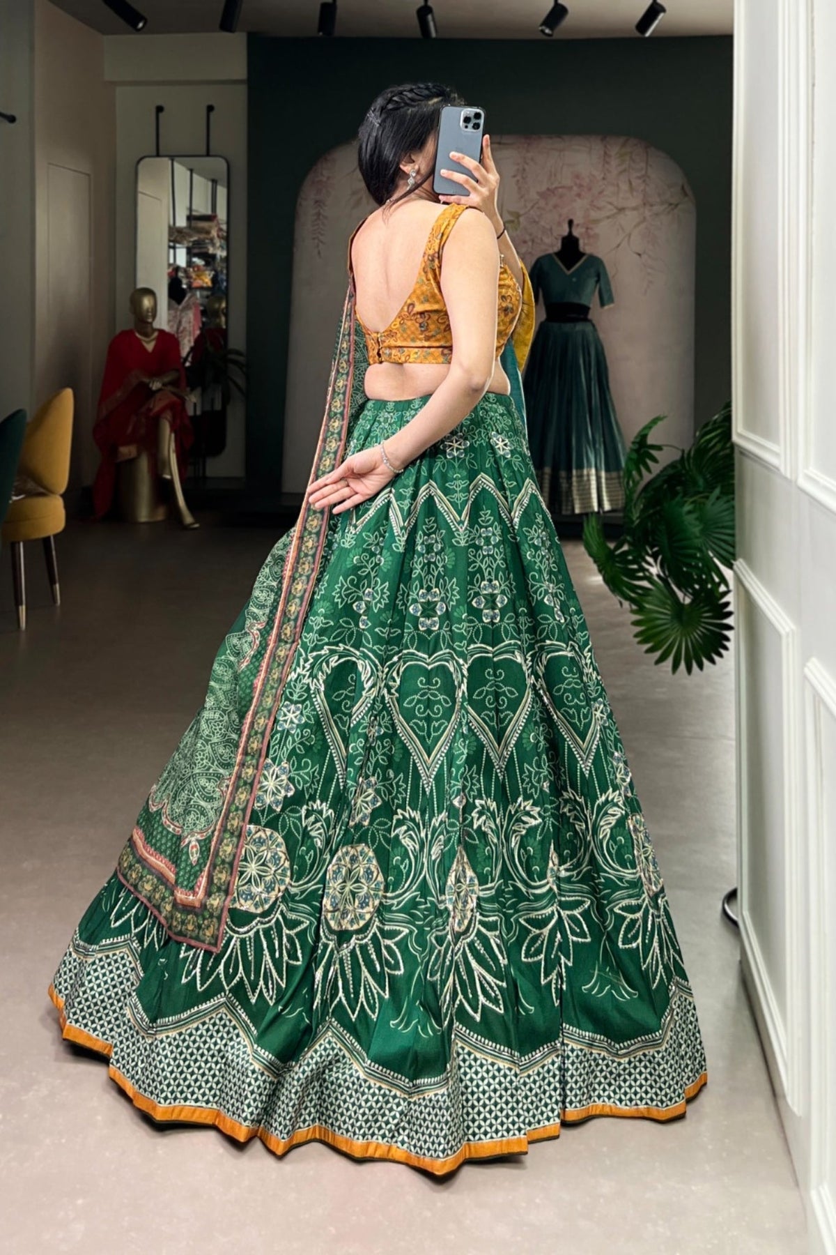 Vaishali Silk Printed With Beads Work & Gotta Patti Lace Designer Lehenga Set