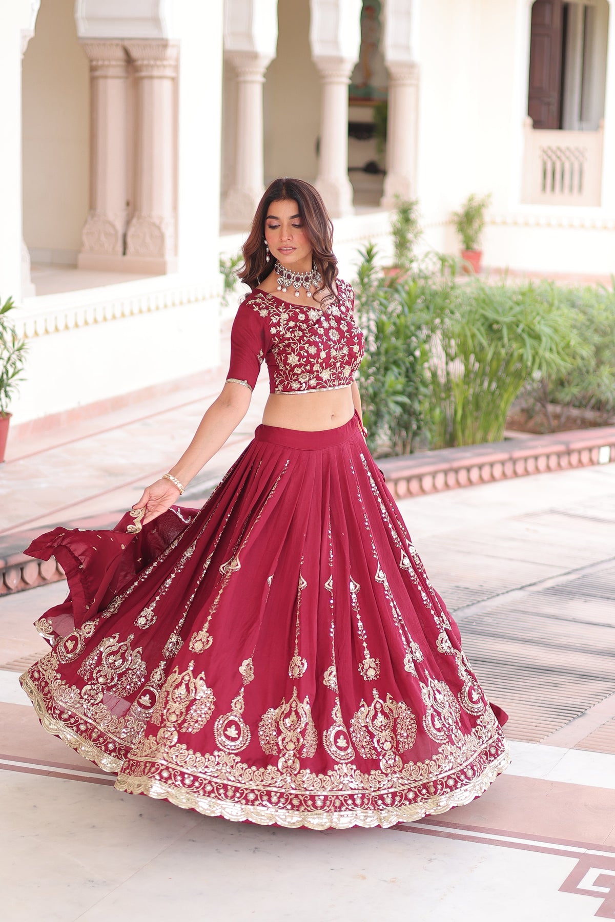 Vichitra Silk Heavy Sequince and Embroidered Lehenga Choli With Dupatta