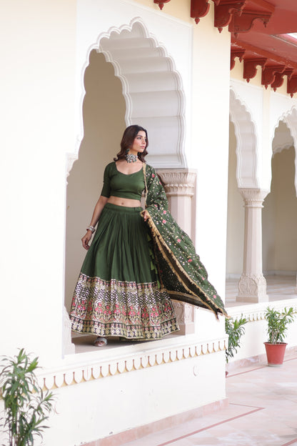 Vichitra Silk Heavy Sequince and Tread Emroidered Lehenga Choli With Dupatta