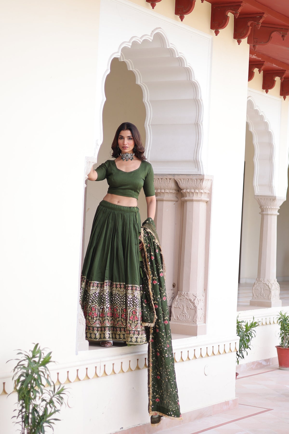 Vichitra Silk Heavy Sequince and Tread Emroidered Lehenga Choli With Dupatta