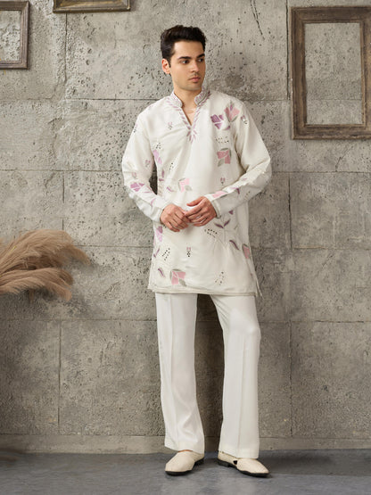 White Japanese Lachka Kurta Set | Tulip Designer