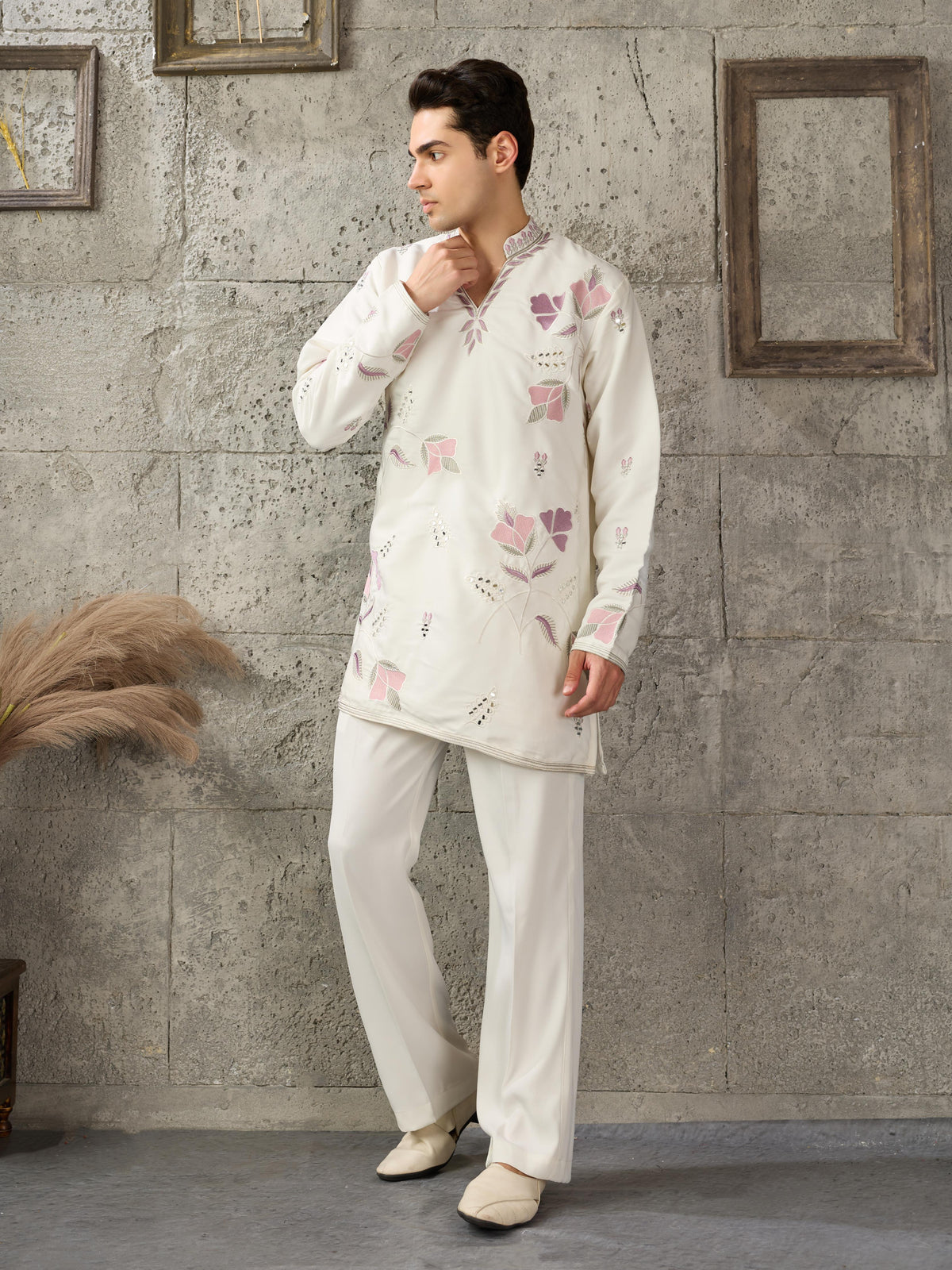 White Japanese Lachka Kurta Set | Tulip Designer
