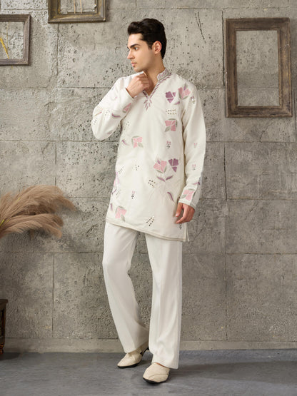 White Japanese Lachka Kurta Set | Tulip Designer