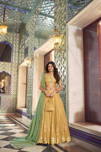Wedding Special Yellow NC Moss Silk Designer Lehenga Set for Women